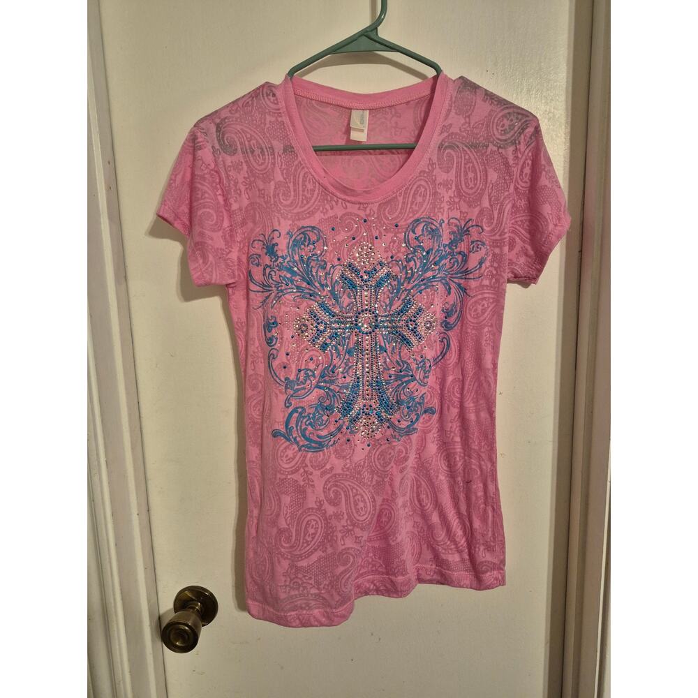 Cotton Heritage Cross Blinged T-shirt Size Large